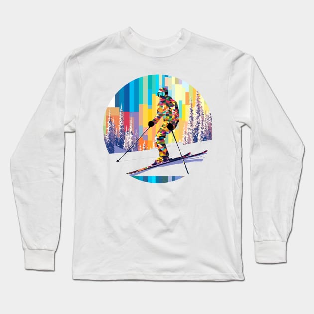 Alpin Ski Sport Game Champion Competition Abstract Long Sleeve T-Shirt by Cubebox